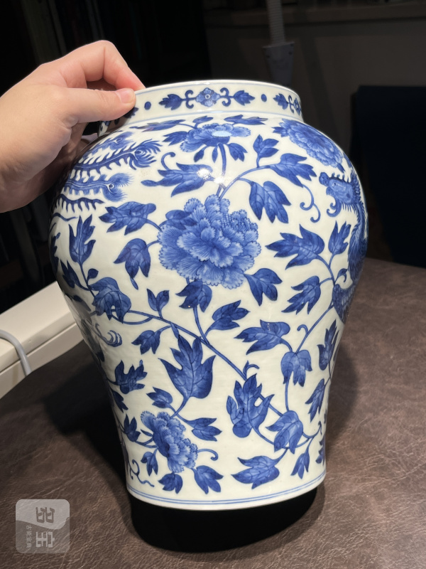 清道光 青花缠枝莲纹盖罐一对 - 图13